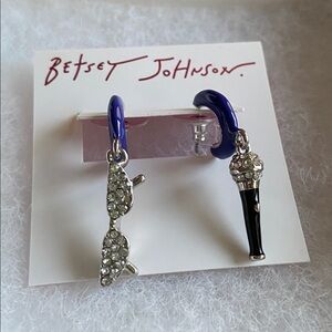 Betsey Johnson Rockstar Sunglasses and Microphone Earrings New in Box